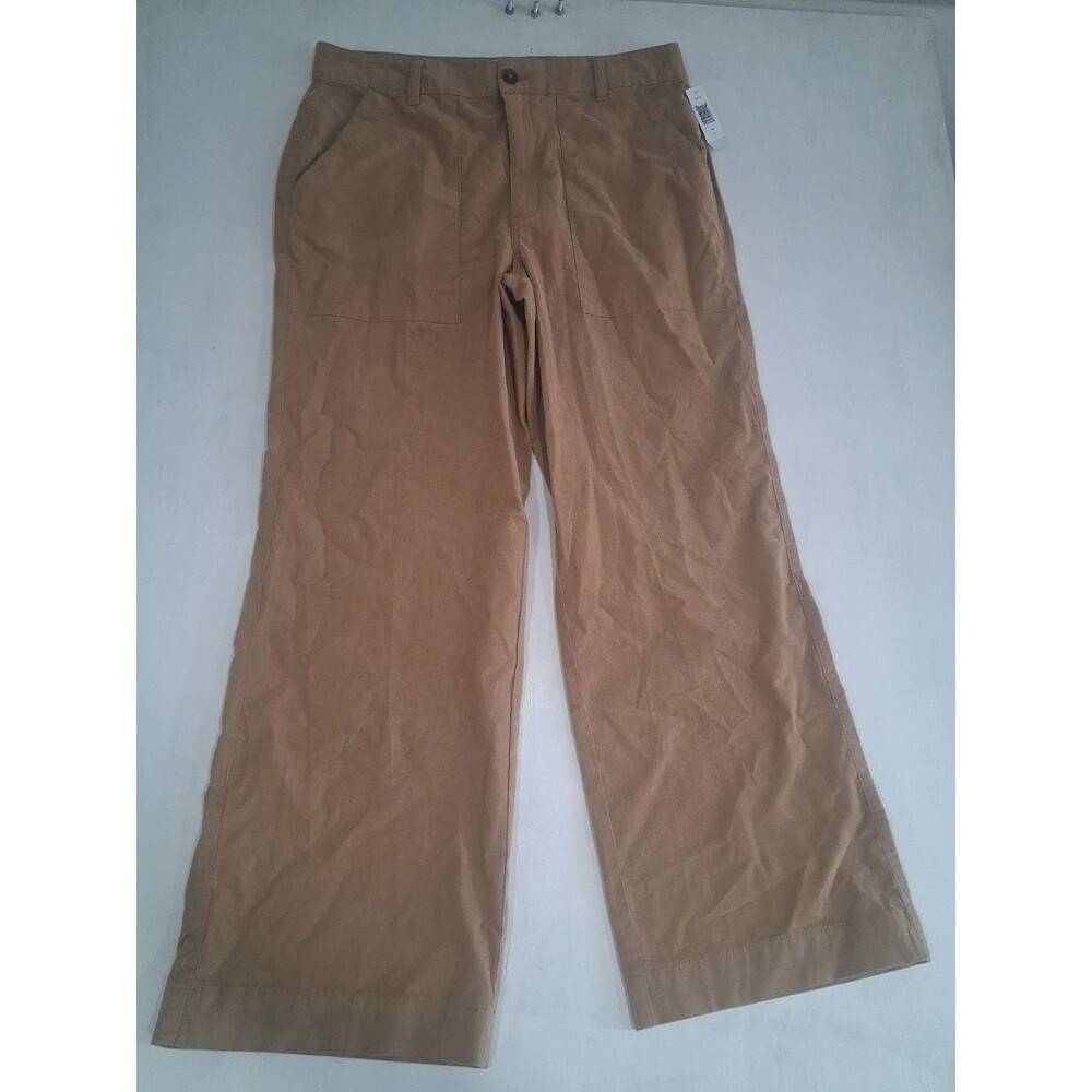 Womens Weatherproof Vintage Tan Wide Leg Corduroy Pants Size 12 Stretch